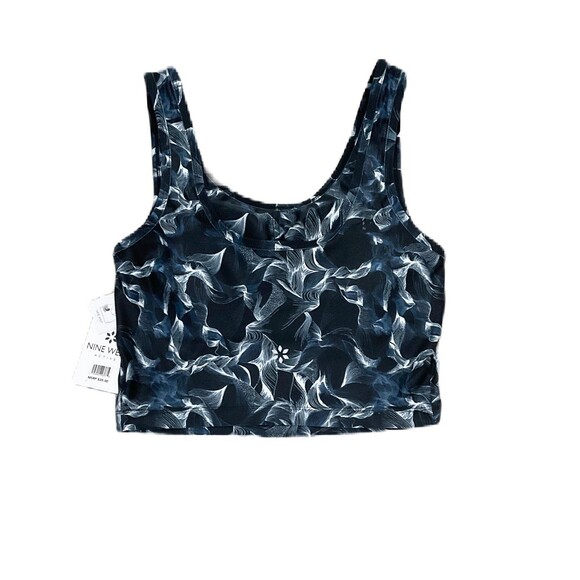 Nine West Active Crop Tank Top “Navy Blue & White Waves” (Size M) - Picture 1 of 5